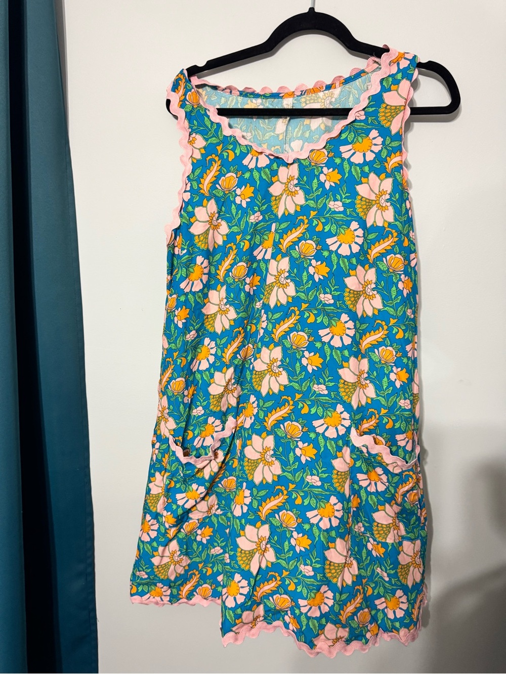 Cupshe Floral Sleeveless Dress in Teal and Pink